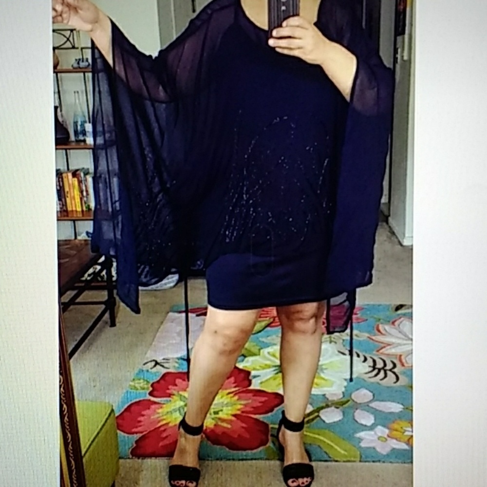 NEW Ashley Stewart Sheer Beaded Kimono Top